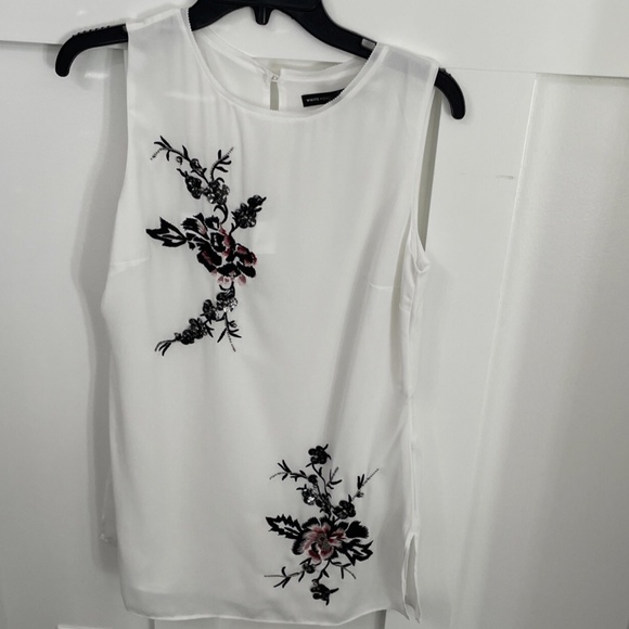 WHBM Embroidered Tunic Tank Top in White Multi sz 2 EUC - Picture 5 of 7